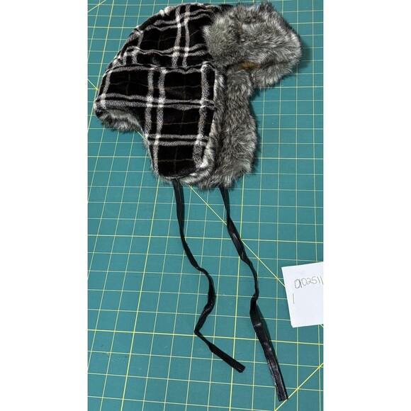 Trapper hat faux fur plaid one size - Picture 2 of 15